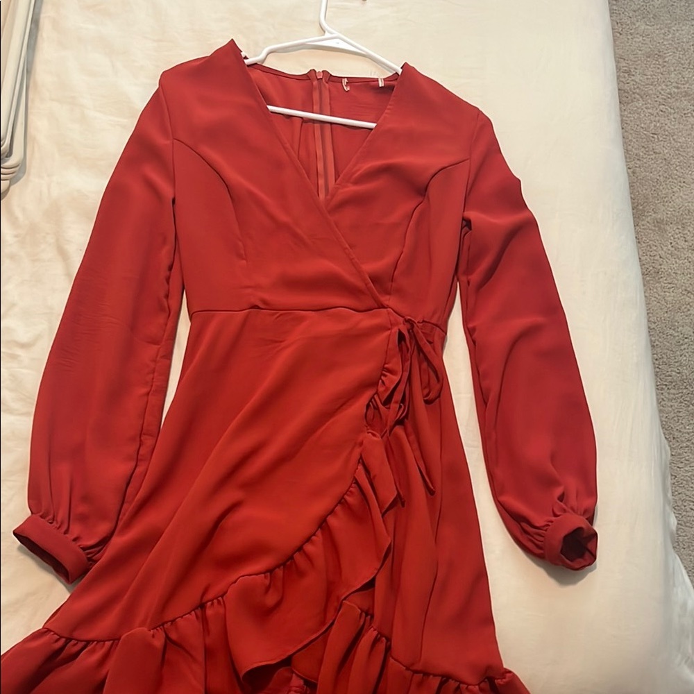 Elegant Red Wrap Dress